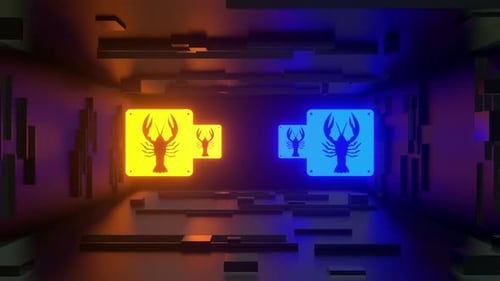 Neon Lobster Silhouette Logo Reveal Intro