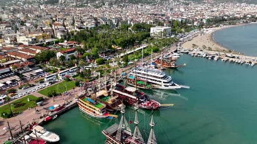 Pirate Harbor aerial view Turkey Alanya 4 K