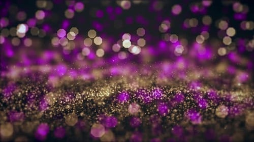 Dynamic Purple and Gold Shimmering Particles Background