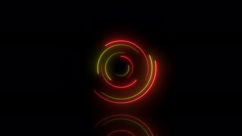red and yellow neon circles abstract futuristic motion background.