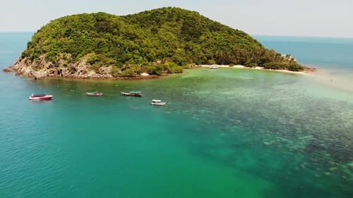 Aerial Drone View Small Koh Ma Island, Ko Phangan Thailand