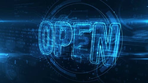 Futuristic Digital OPEN Text Reveal Loop