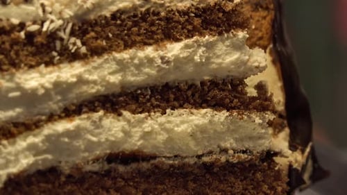Close Up of Chocolate Cake with White Frosting