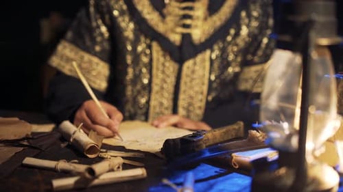 Writing with Quill by Lantern Light