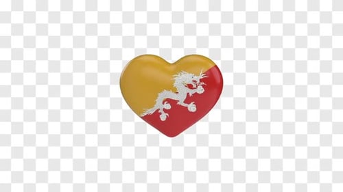 Drapeau du Bhoutan sur un cœur 3D rotatif