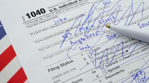 US Tax Form 1040 Close Up