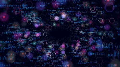 Animated Digital Scientific Data Background with Hexagons