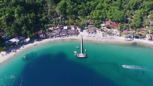 Aerial View of Turquoise Ocean and Tropical Beach