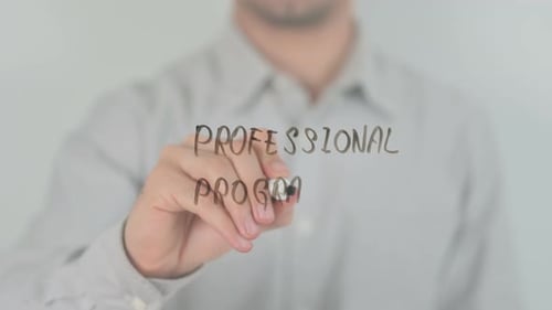 Professional Programmer Writing on Screen with Hand