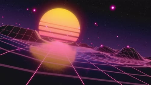 Retro Futuristic Flight in Space with a Polygonal Mesh