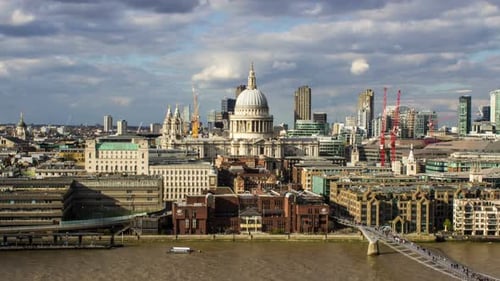 St. Paul’s Cathedral, Thames River and Millennium Bridge, London