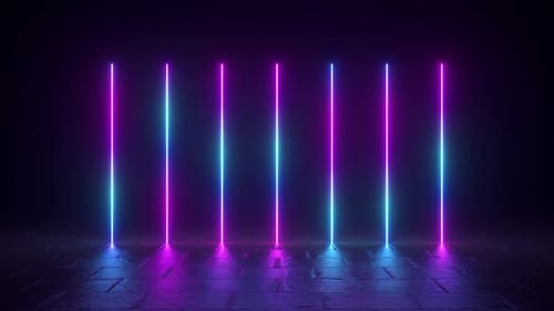 Vertikale leuchtende Linien Ultraviolettes Spektrum Blauviolette Neonlichter Lasershow Nachtclub Equalizer