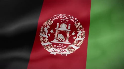 Realistic Waving Afghanistan Flag with National Emblem Loop