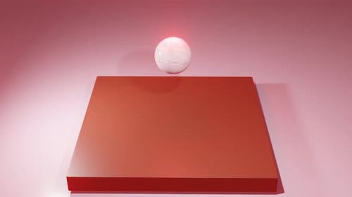Der Marmor fällt auf die Matratze, Animation 3D rendern
