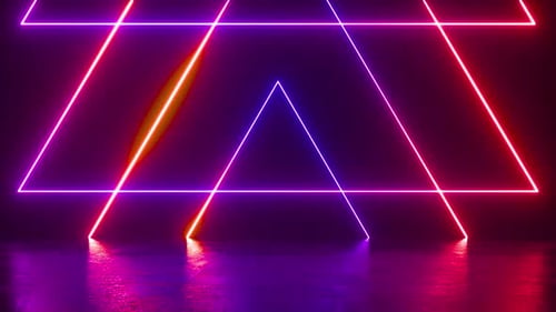 Looping Neon Triangles Abstract Light Tunnel Background