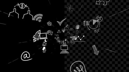 Animated Hand-Drawn Business Icons Pack with Alpha Channel