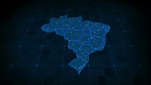 Futuristic Digital Map of Brazil with Network Connections