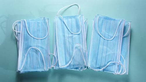 Blue Surgical Face Masks Stacked for Protection