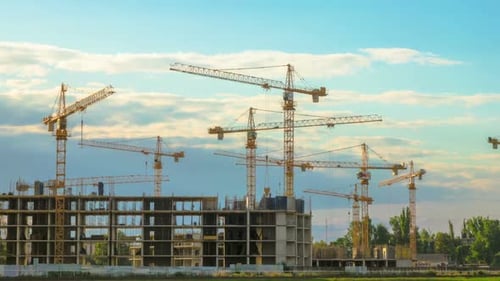 Cranes Over Building Construction Site