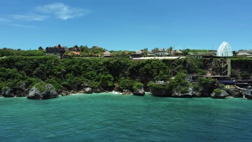 Along Uluwatu cliff with ocean and sky on Bali