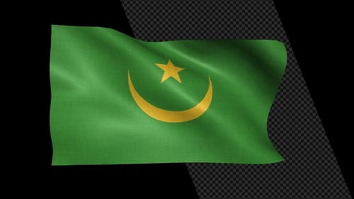 Mauritania National Flag Realistic Waving Animation