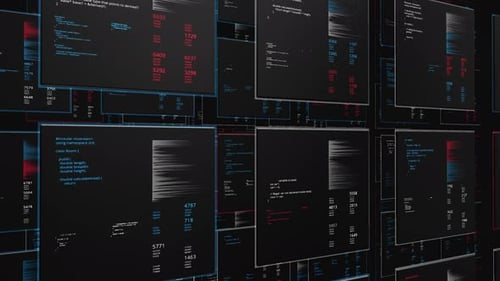 Futuristic Digital Data Code Wall Technology Background Animation