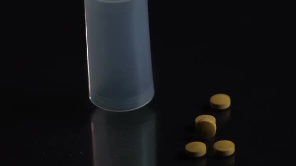 Pill Bottle Falling on Black Surface, Patient Dropping Ineffective ...