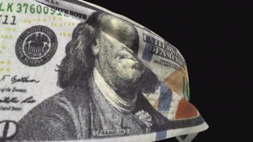 Waving US One Hundred Dollar Bill Animation