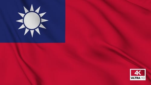 Waving Flag of Taiwan with Realistic Fabric Motion