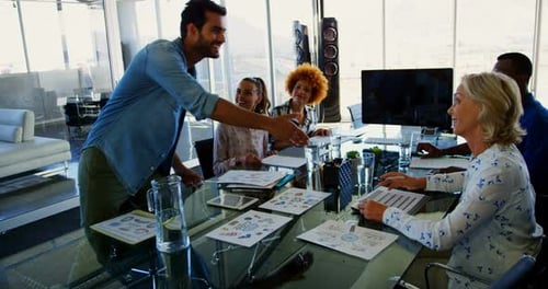 Executives having discussion in the meeting at office