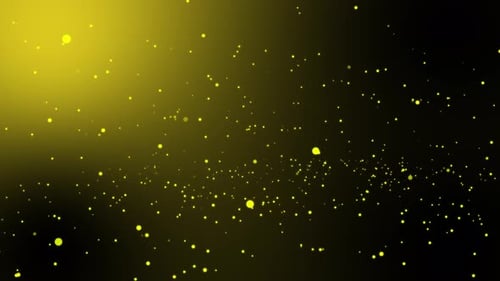 Golden Glowing Particles Floating on Dark Abstract Background