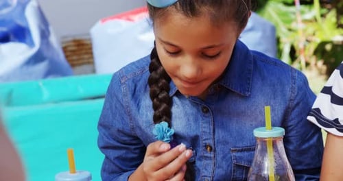 Children Celebrate Birthday Party Outdoors on Summer Day