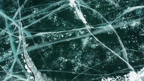 Aerial Top View of Frozen Lake Baikal