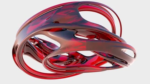 Abstract Red and Black Glossy Organic Rotating Shape Seamless Loop