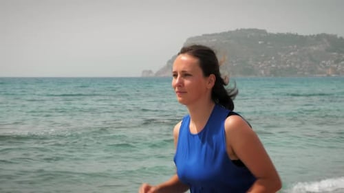 Running on beach in the morning