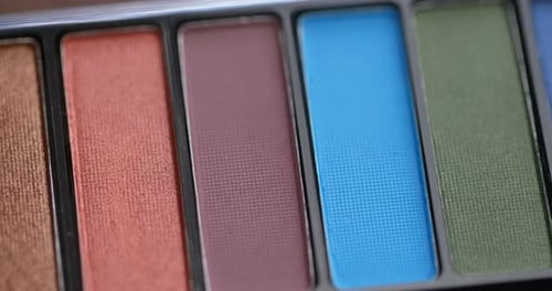 Colorful eyeshadow palette close up