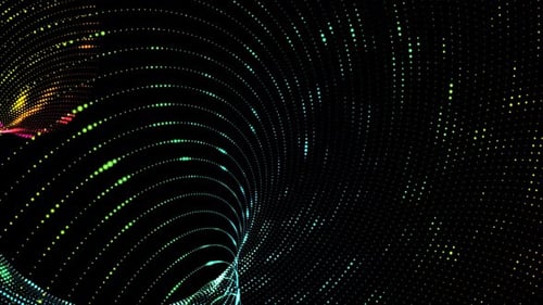 Glowing Cyan Green Yellow Technology Particle Line Animation
