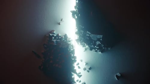 Large Stone Cube Explodes