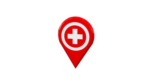 Medical Map Pin Location Icon 3D Animation