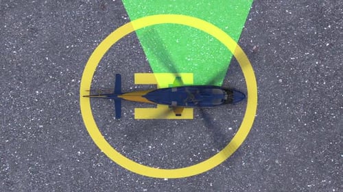 3D Animated Helicopter Landing and Takeoff on Helipad