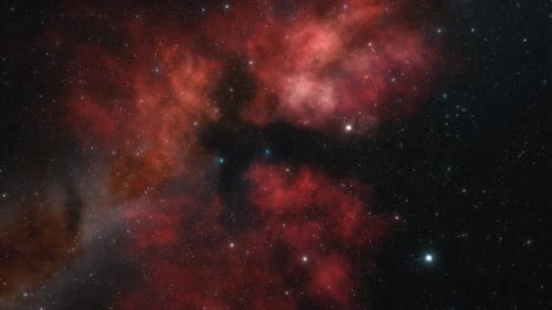 Flying Through Red Cosmic Nebula and Stars Background Animation