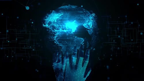 Digital Globe and AI Hands Global Network Connection Animation