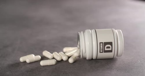 Vitamin D Kapseln in einer kleinen Schachtel