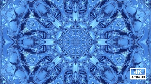 Abstract Blue Liquid Kaleidoscope Geometric Pattern Background