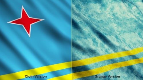 Aruba Flag Waving Animation with Clean and Grunge Styles
