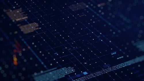 Futuristic Digital Data Stream with Financial Graph Animation Background