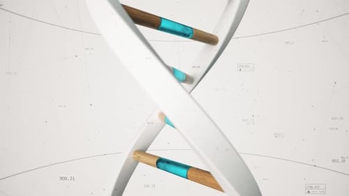 3D Rotating DNA Double Helix Structure with Data Background