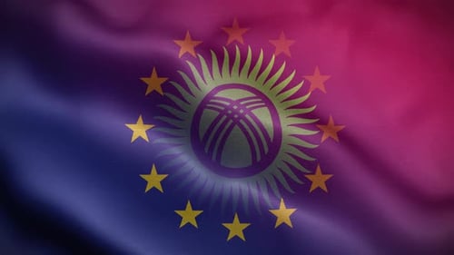 Abstract Flag Waving Animation With Stylized Sun And Stars