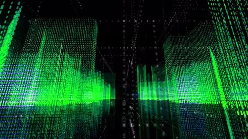 Digital city animation in space with numbers