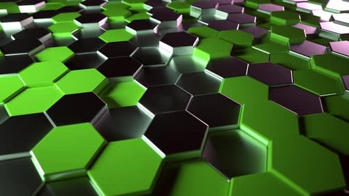 Dynamic Green and Black Hexagon Geometric Background Loop